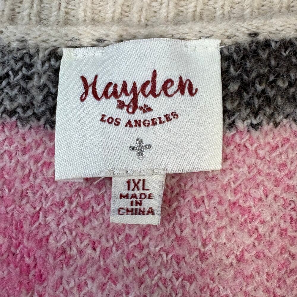 Hayden Los Angeles Fuzzy Textured Floral Relaxed Sweater Cardigan Size 1XL - Picture 3 of 5